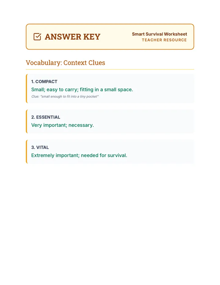Smart Survival Answer Key