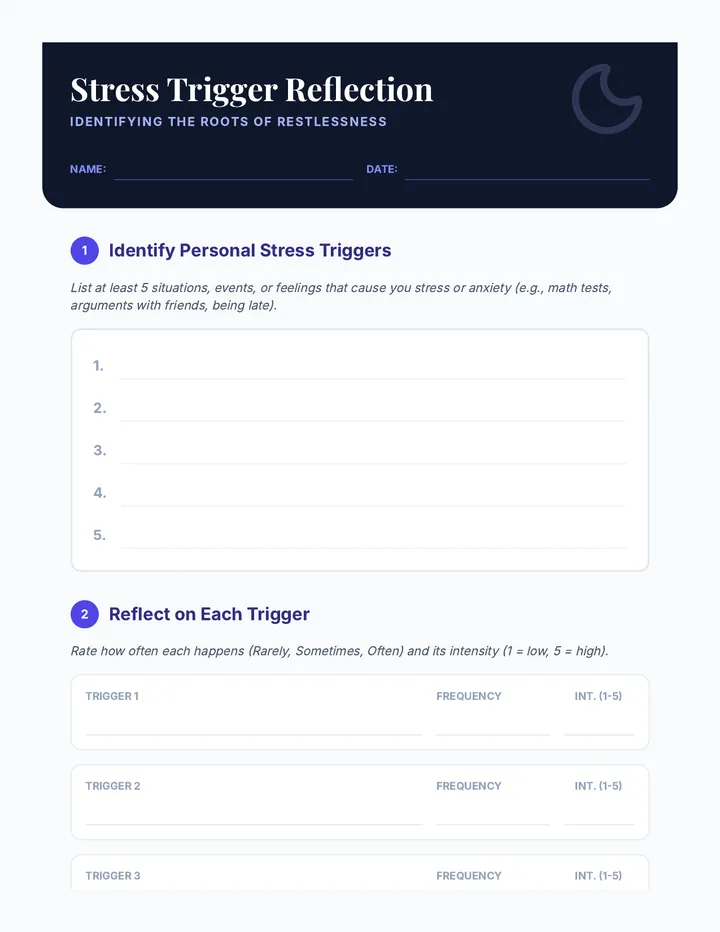 Stress Trigger Reflection Worksheet