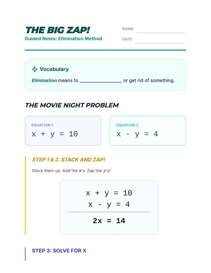 The Big Zap Worksheet