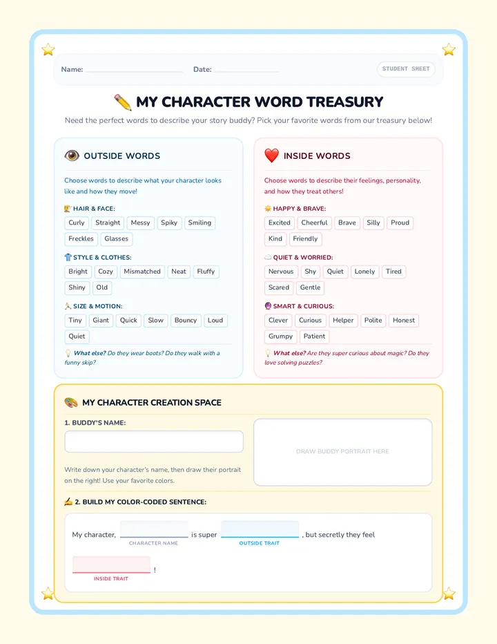 Character Trait Word Banks