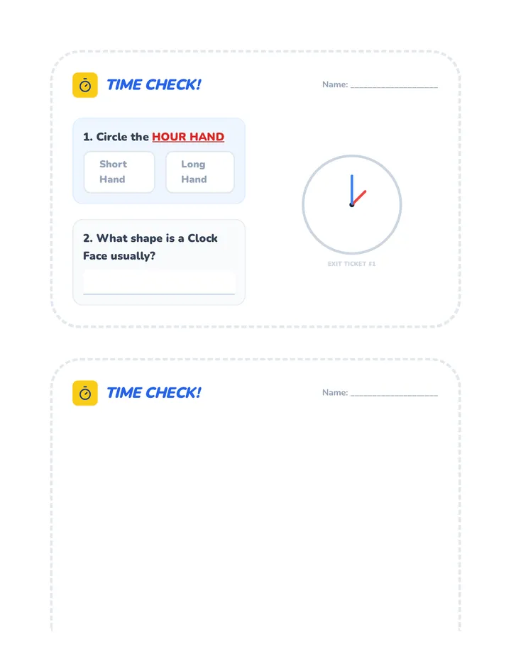 Time Check Exit Ticket