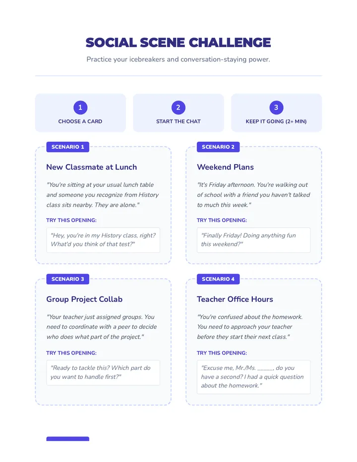 Conversation Scenarios Worksheet