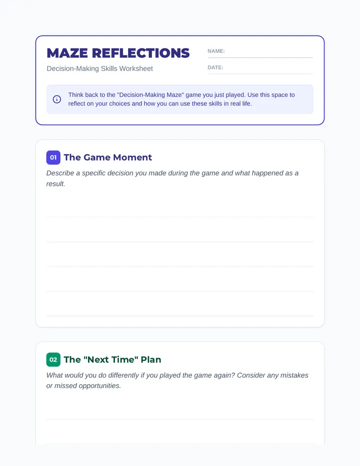 Maze Reflections Worksheet