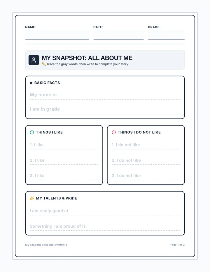 My Student Snapshot Workbook