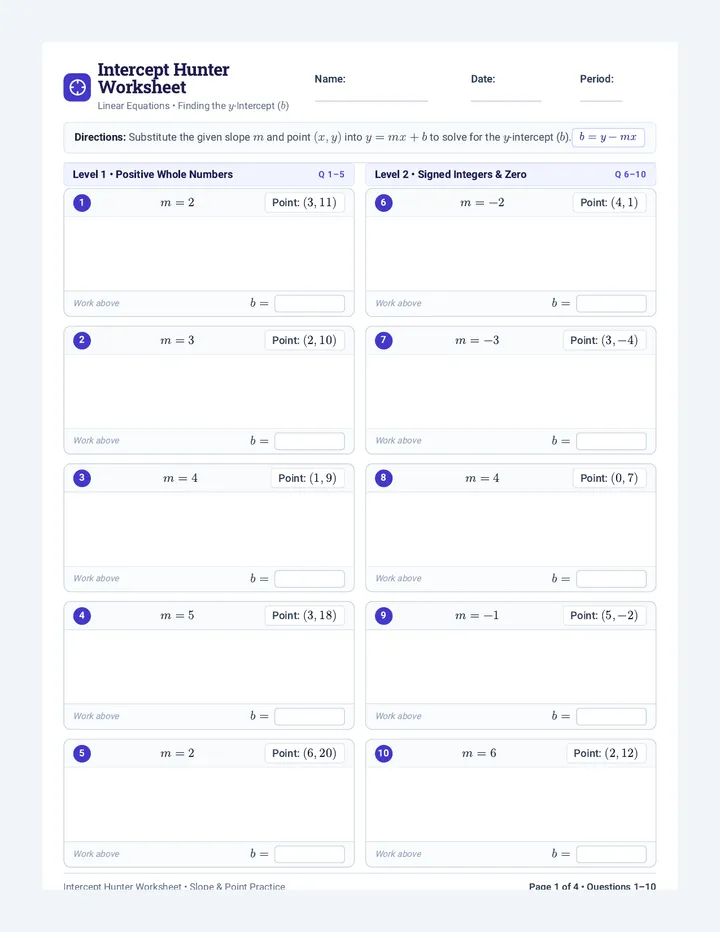 Intercept Hunter Worksheet