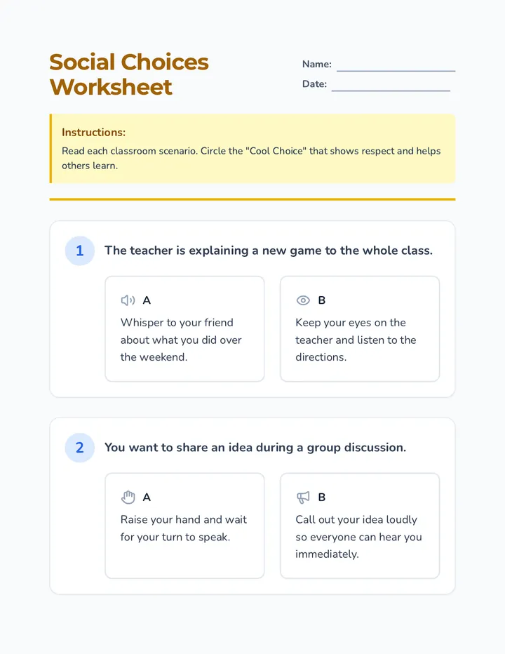Social Choices Worksheet