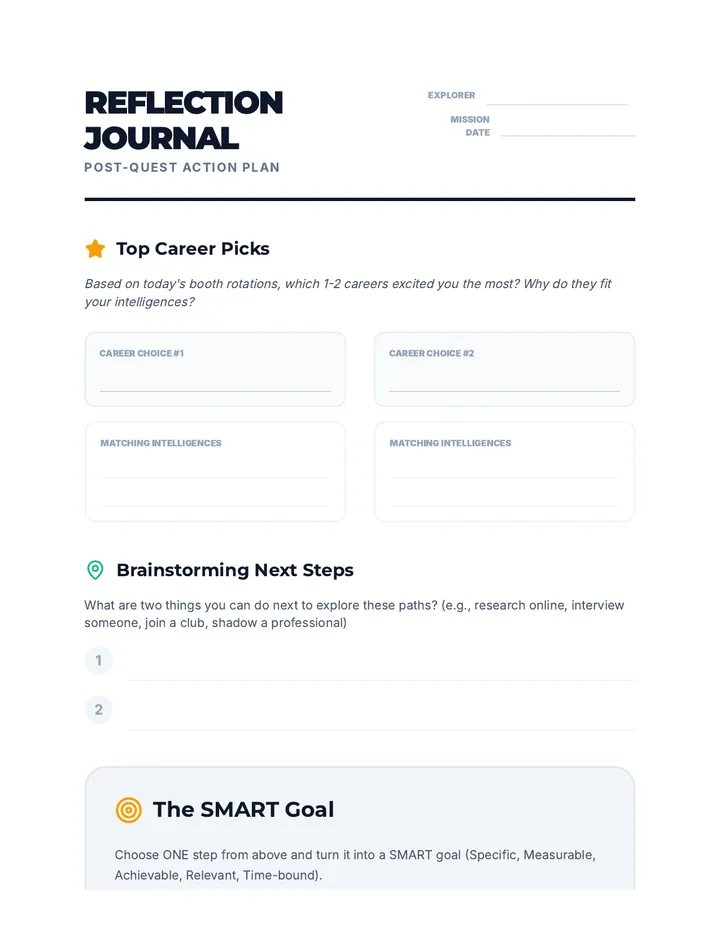 Reflection Journal Worksheet