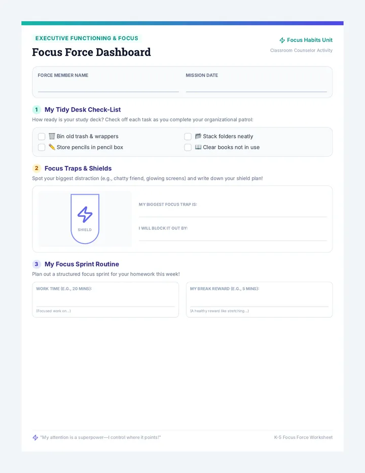 Focus Force Worksheet