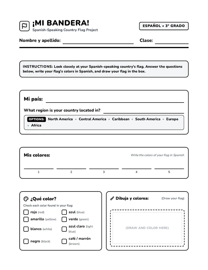 Country Flags Activity Sheet