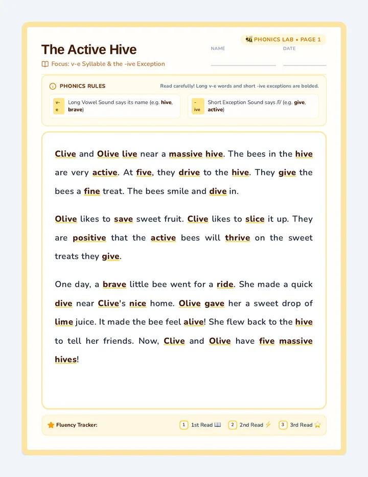 The Active Hive Decodable Passage