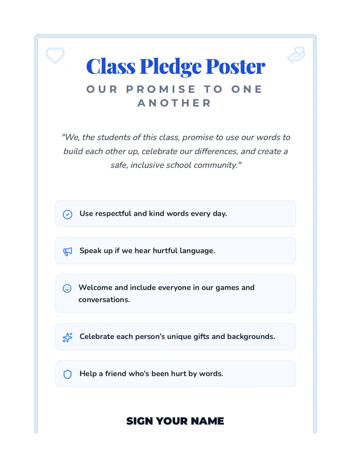 Class Pledge Poster Template