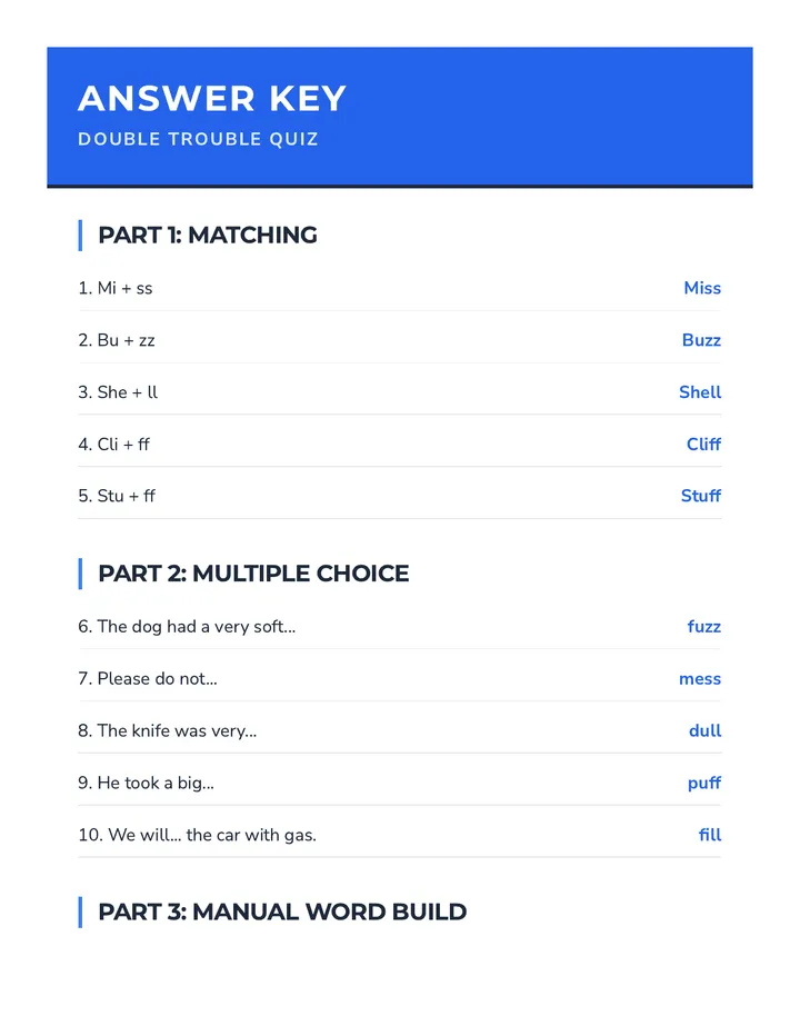 Double Trouble Answer Key