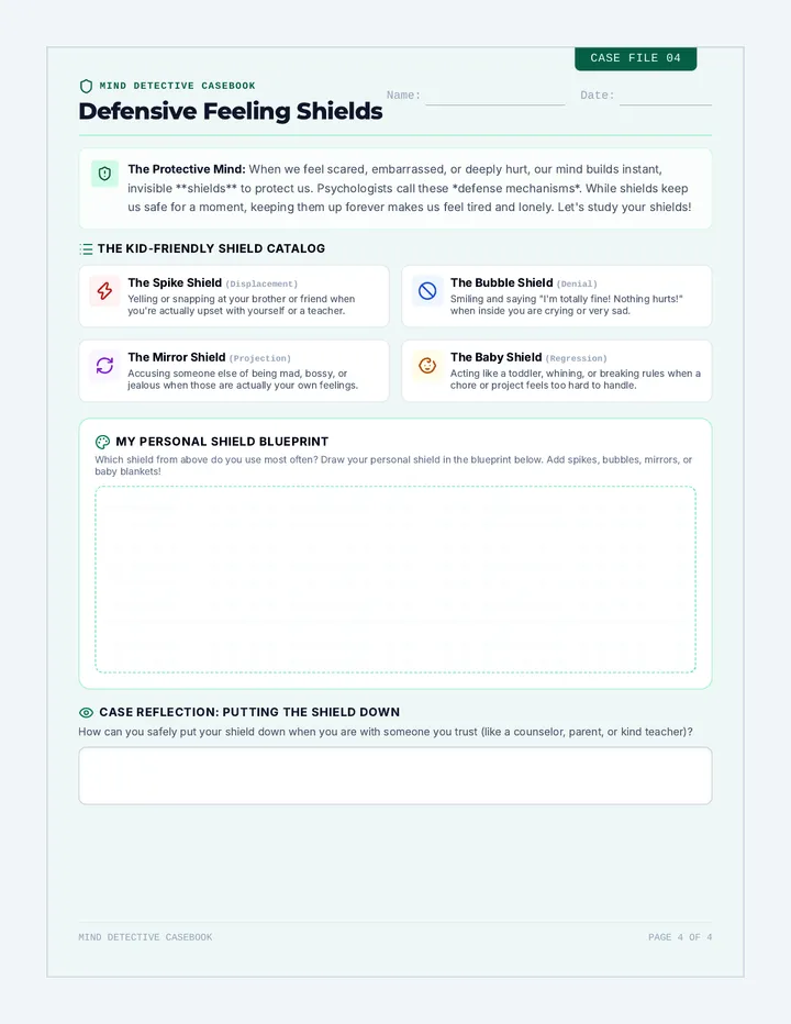 Feeling Shields Worksheet