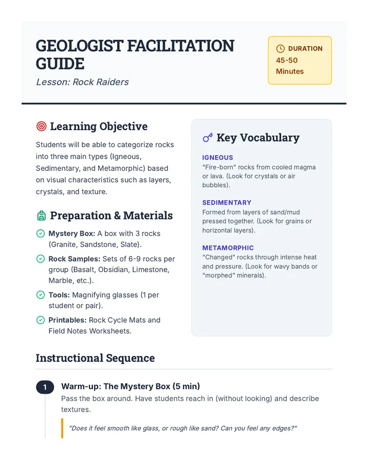 Geologist Facilitation Guide