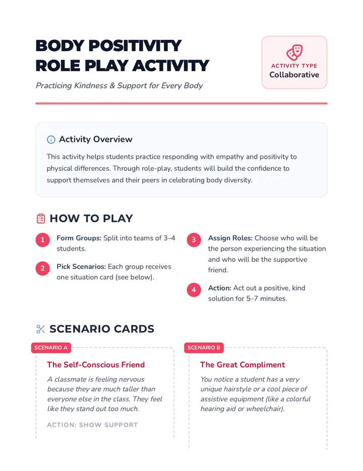 Body Positivity Role Play Activity