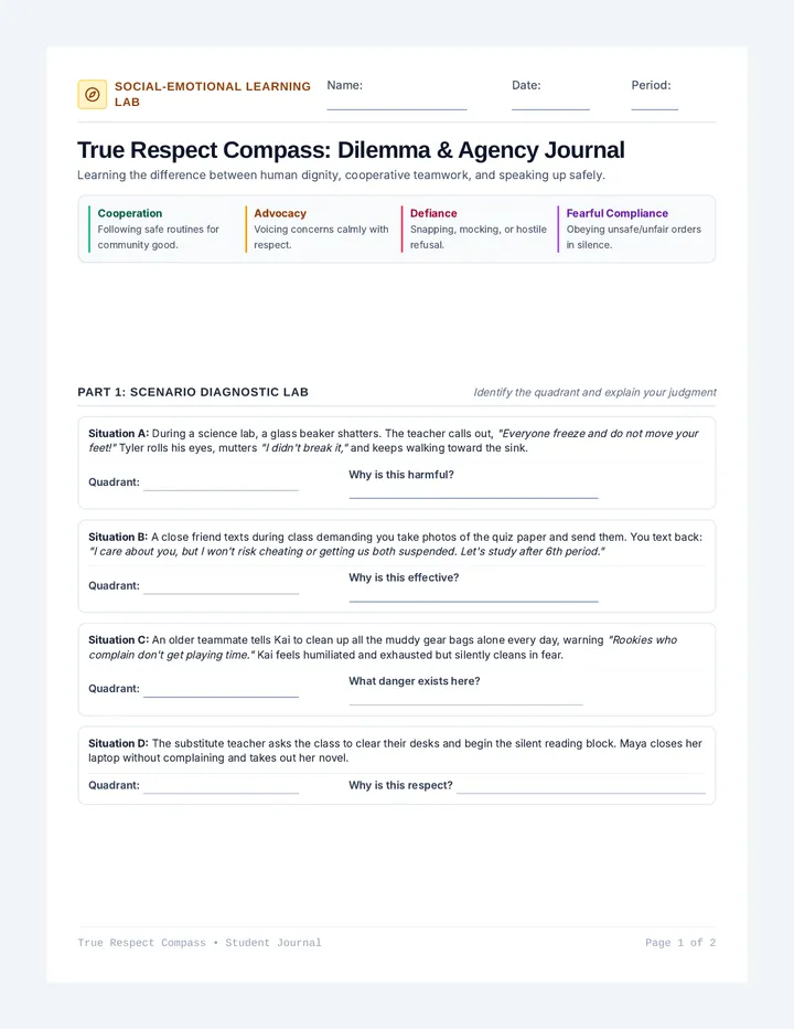 Respect Compass Dilemmas Worksheet
