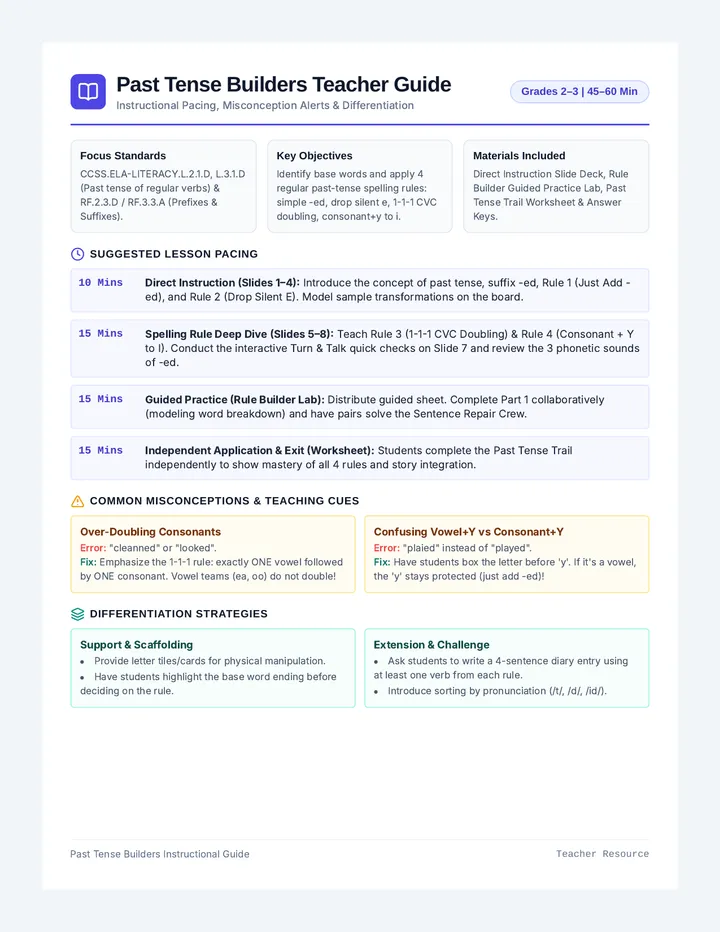 Past Tense Builders Teacher Guide