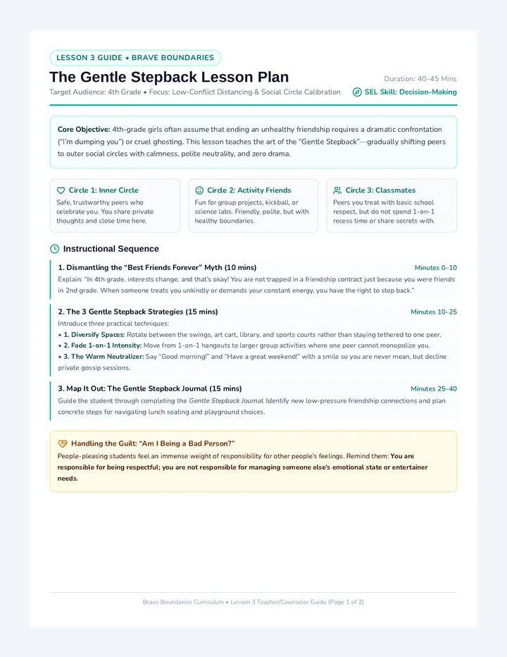 Gentle Stepback Lesson Plan