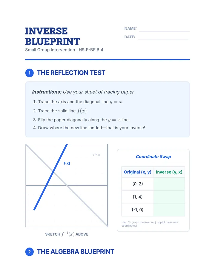 Inverse Blueprint Worksheet