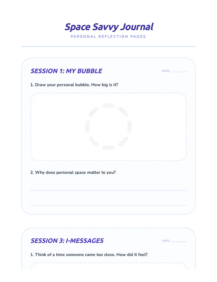 Reflection Journal Pages: Space Savvy