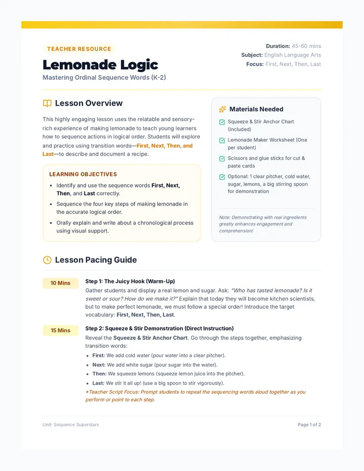 Lemonade Logic Teacher Guide page 1