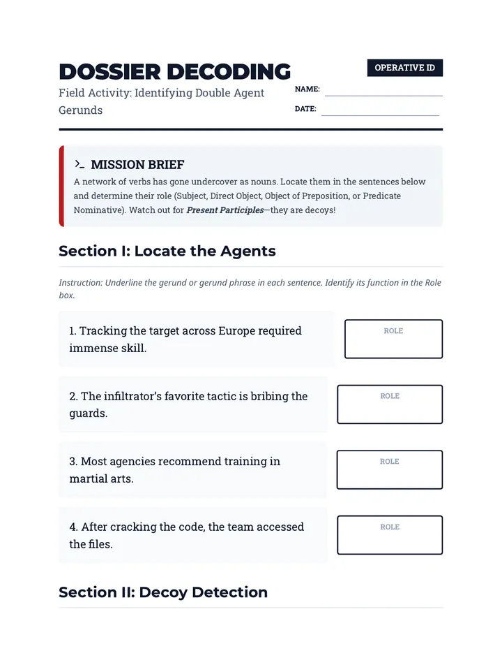 Dossier Decoding Worksheet