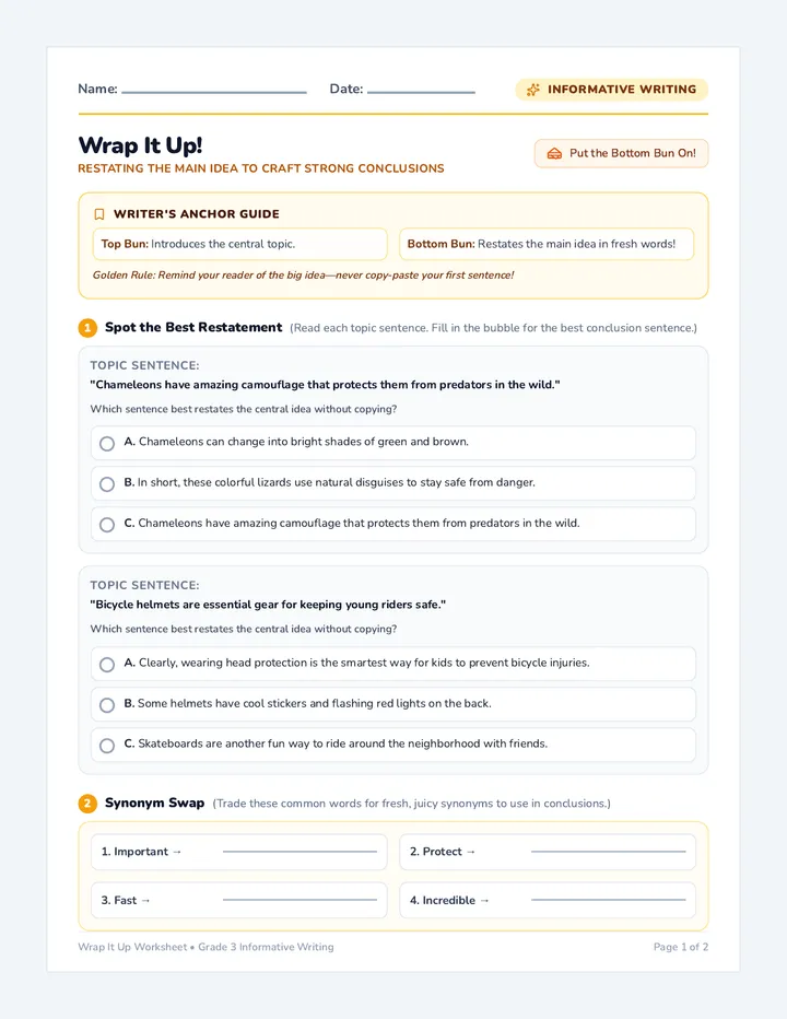 Wrap It Up Worksheet
