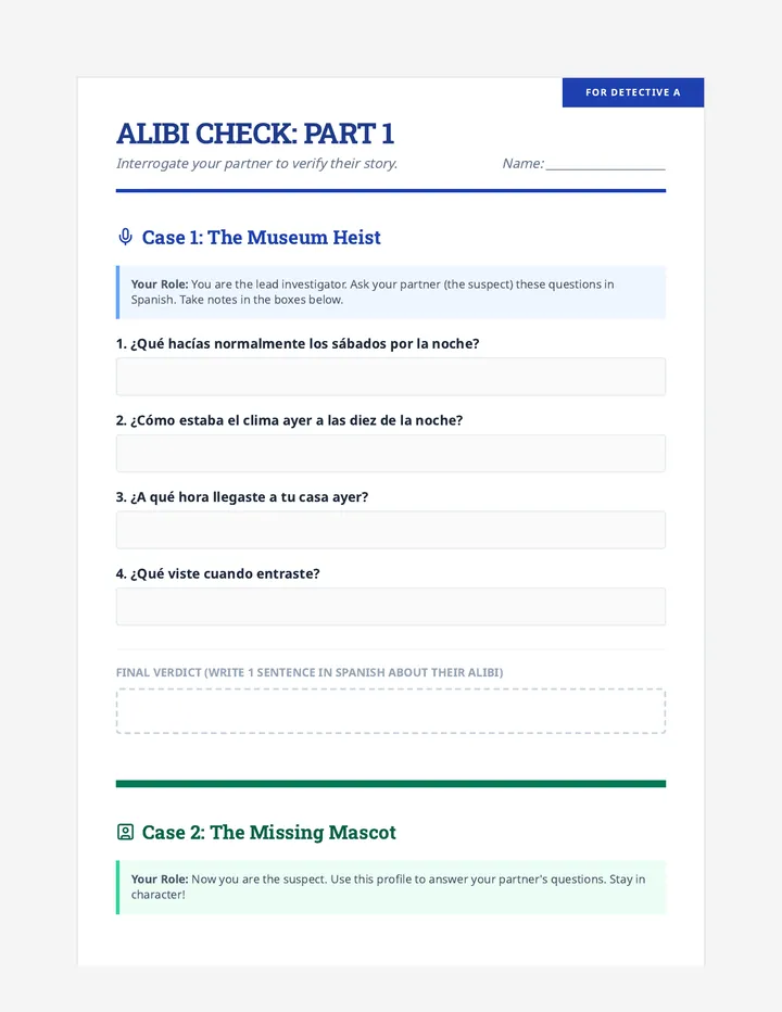 Alibi Check Activity