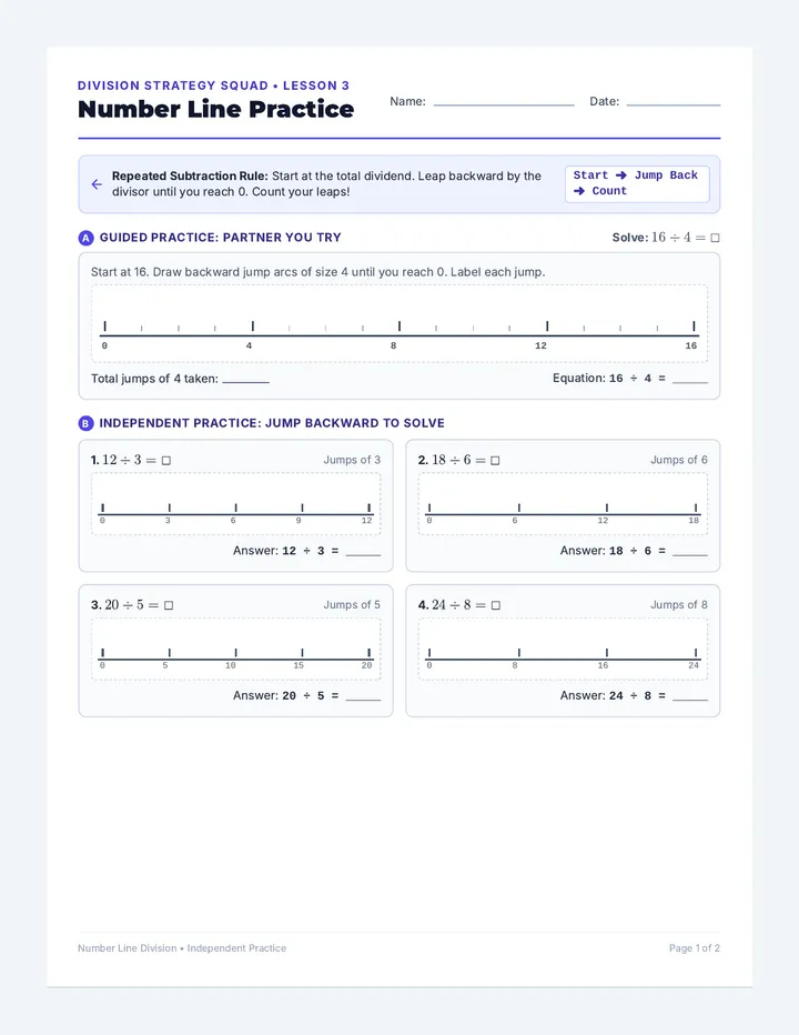 Number Line Practice Worksheet