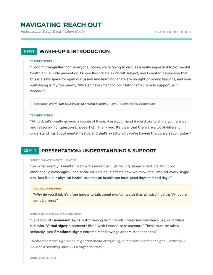 Navigating Reach Out Script