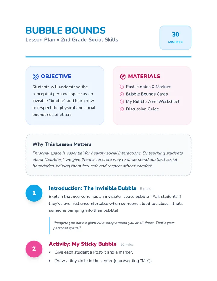 Bubble Bounds Lesson Plan
