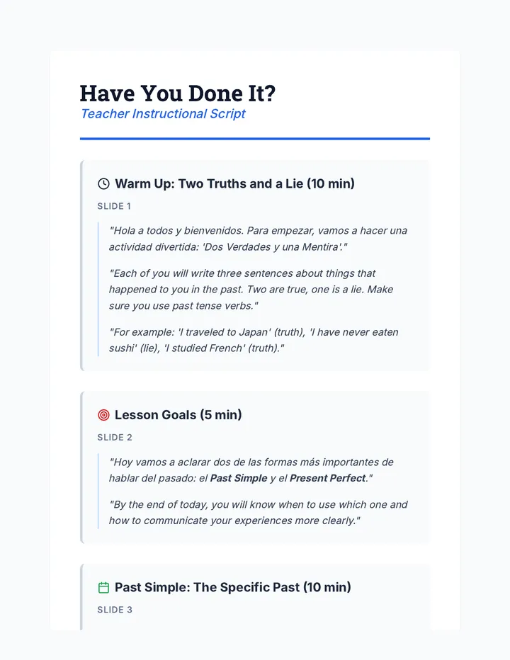 Have You Done It Script
