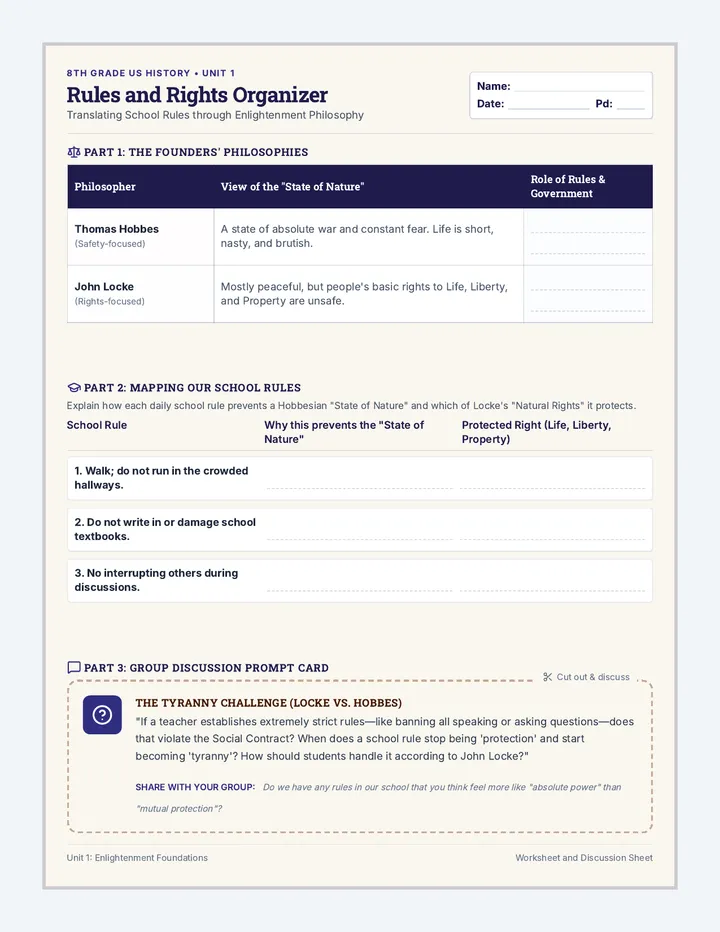 Rules and Rights Worksheet