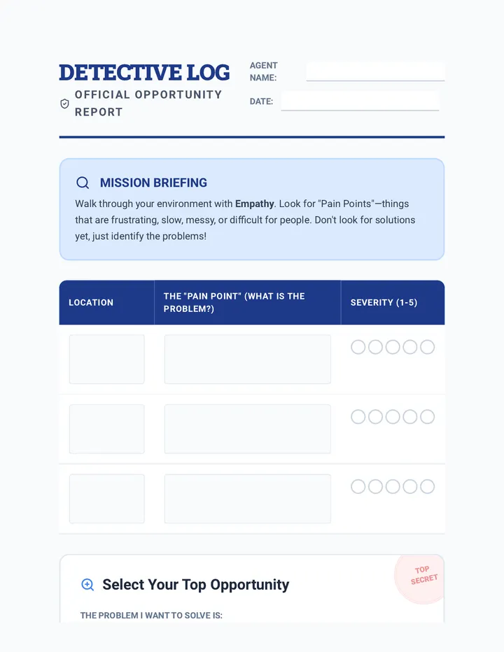 Detective Log Worksheet