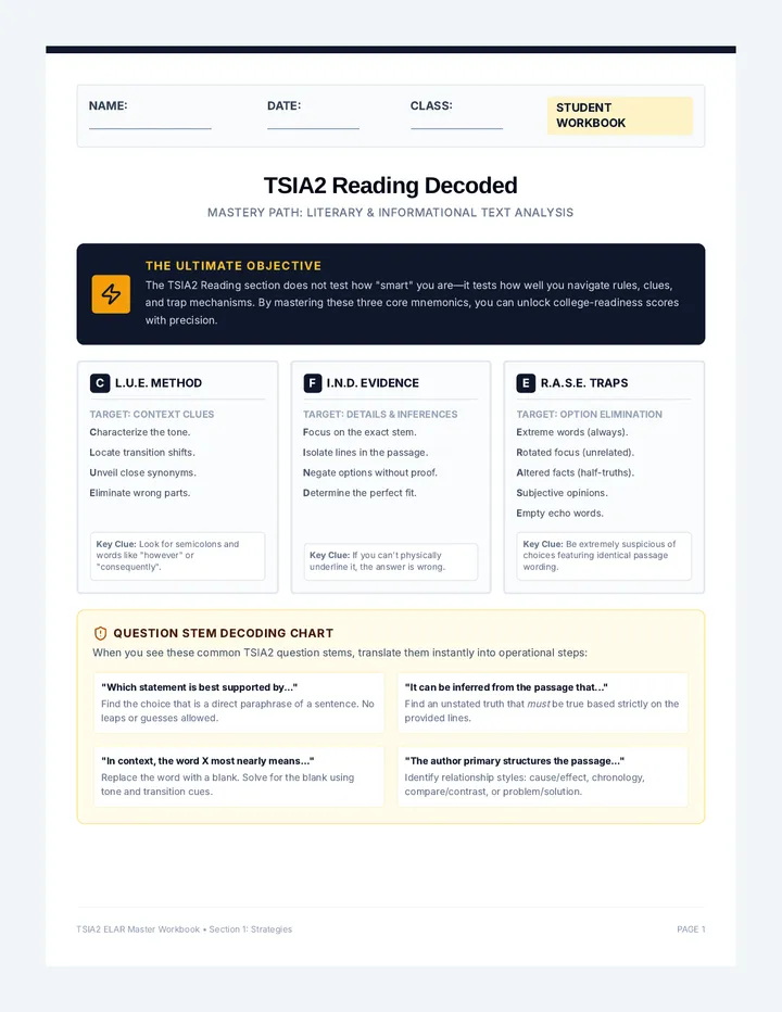 TSIA2 Reading Student Workbook