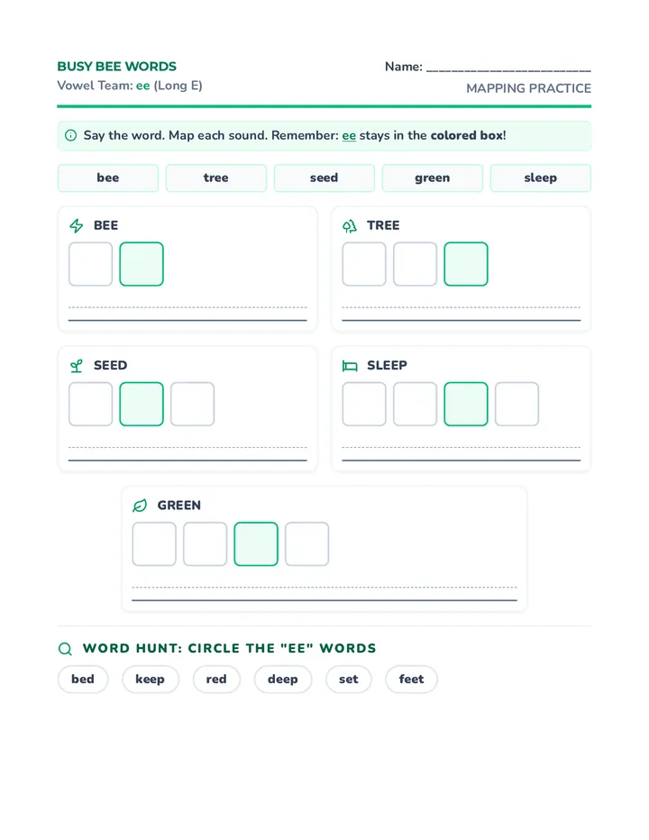 Bee Tree Worksheet