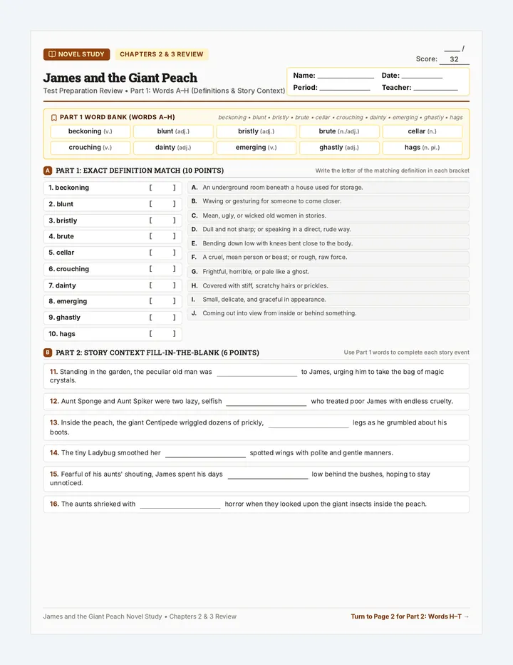 Word Vault Review Worksheet