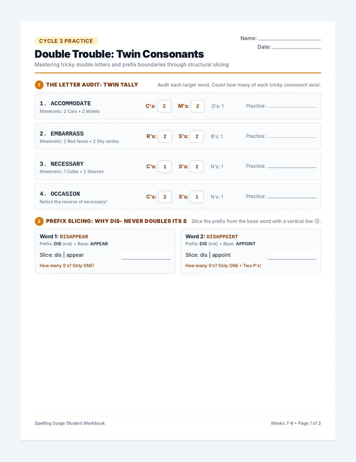 Double Trouble Practice Worksheet