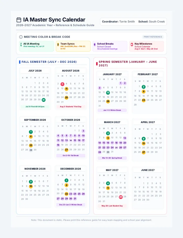 IA Sync Calendar Handout