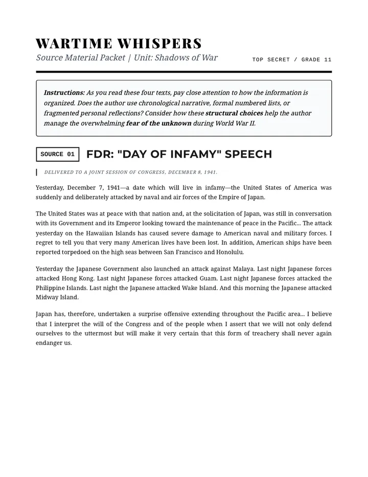 Wartime Whispers Text Packet