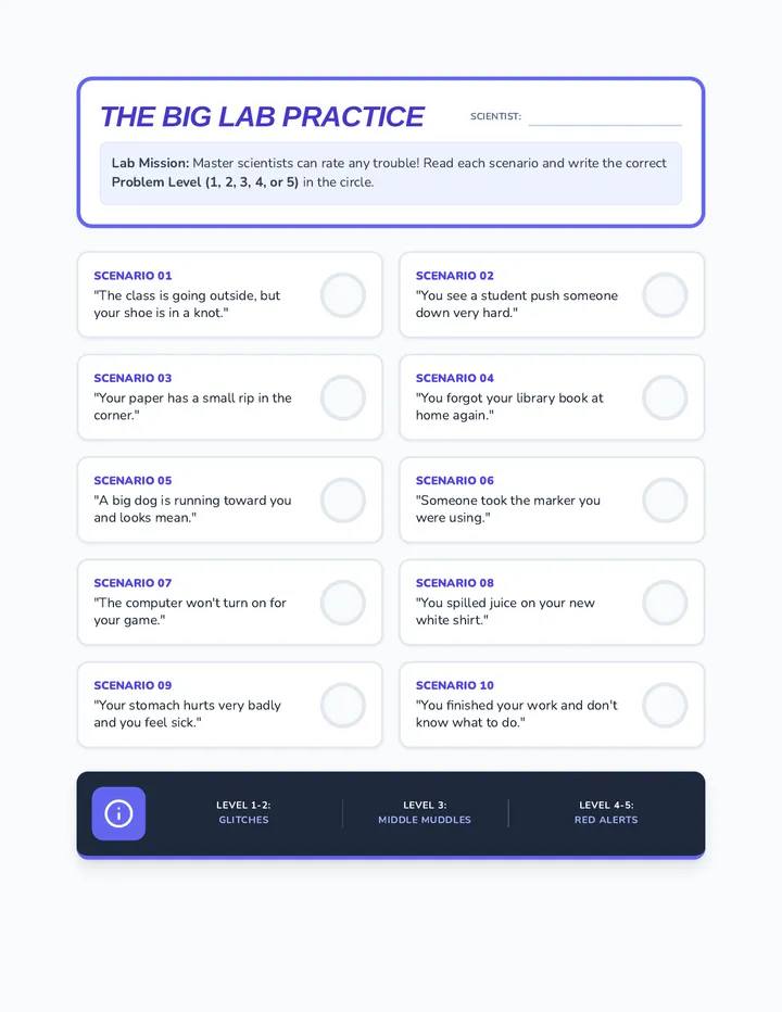 Problem Sizer Practice Worksheet