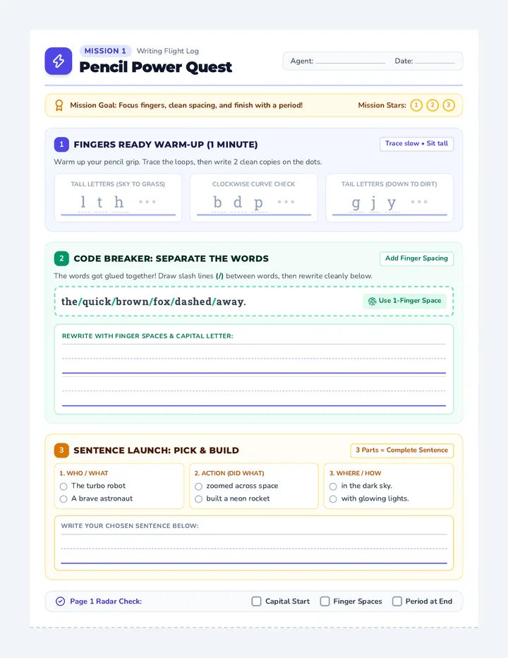 Pencil Power Worksheet