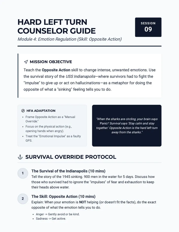 Hard Left Turn Opposite Action Counselor Guide