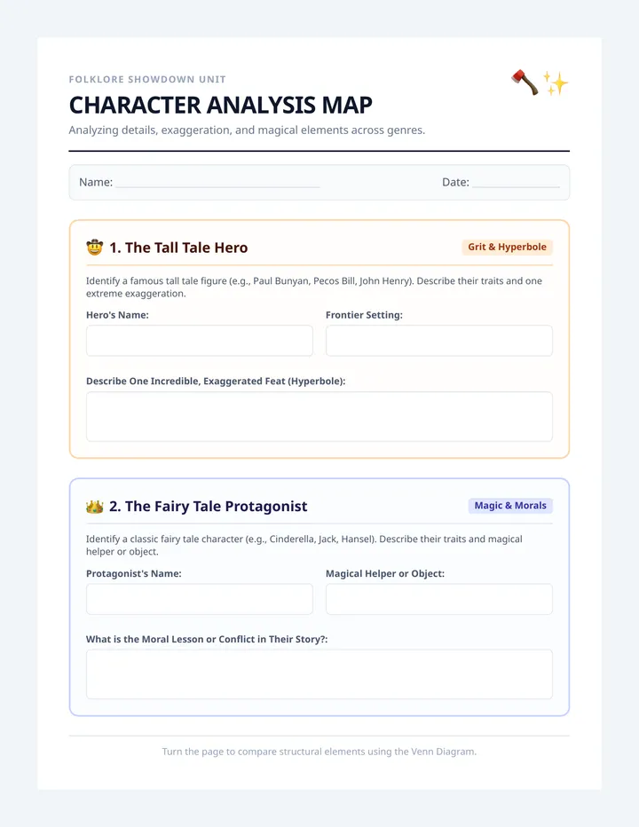 Folklore Showdown Worksheet