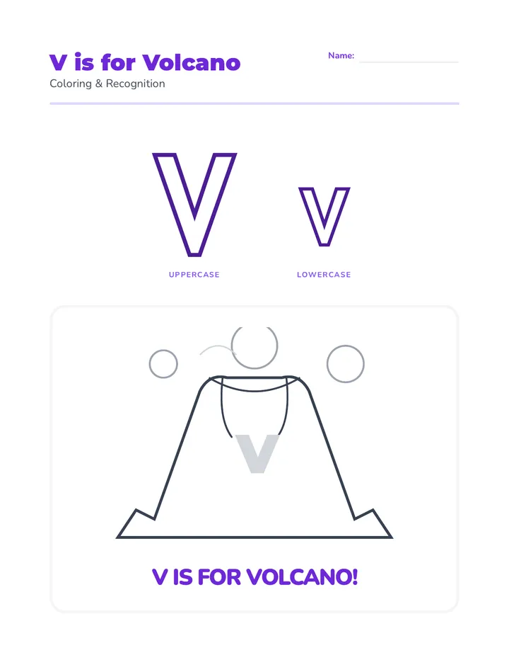 V Coloring Pages Worksheet