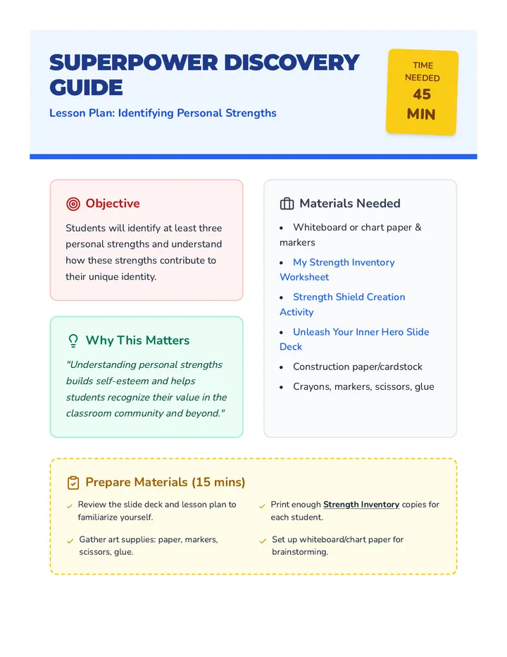 Superpower Discovery Guide Lesson Plan