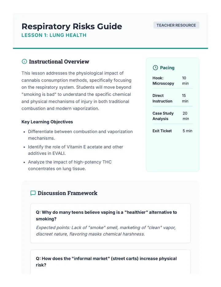 Lung Health Teacher Guide