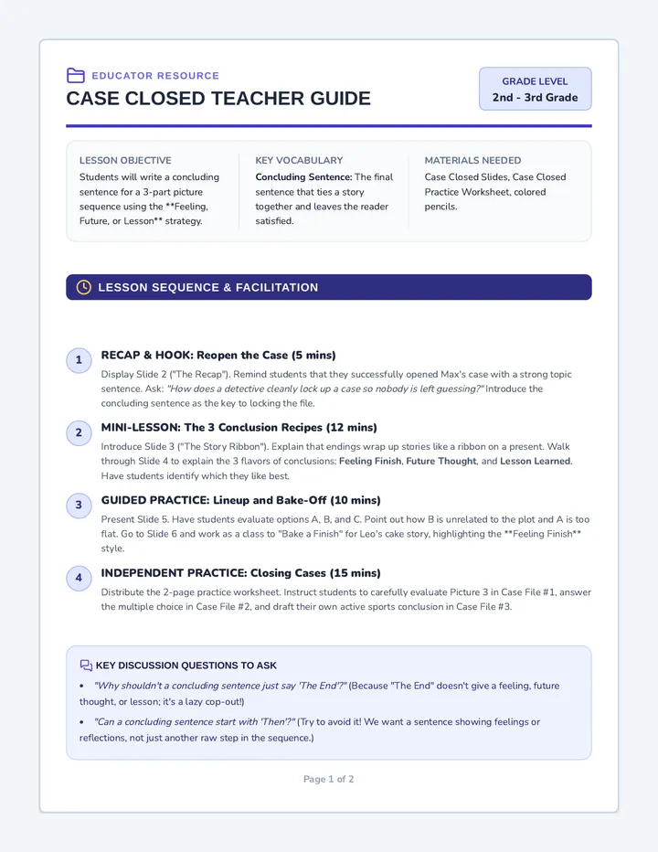 Case Closed Teacher Guide
