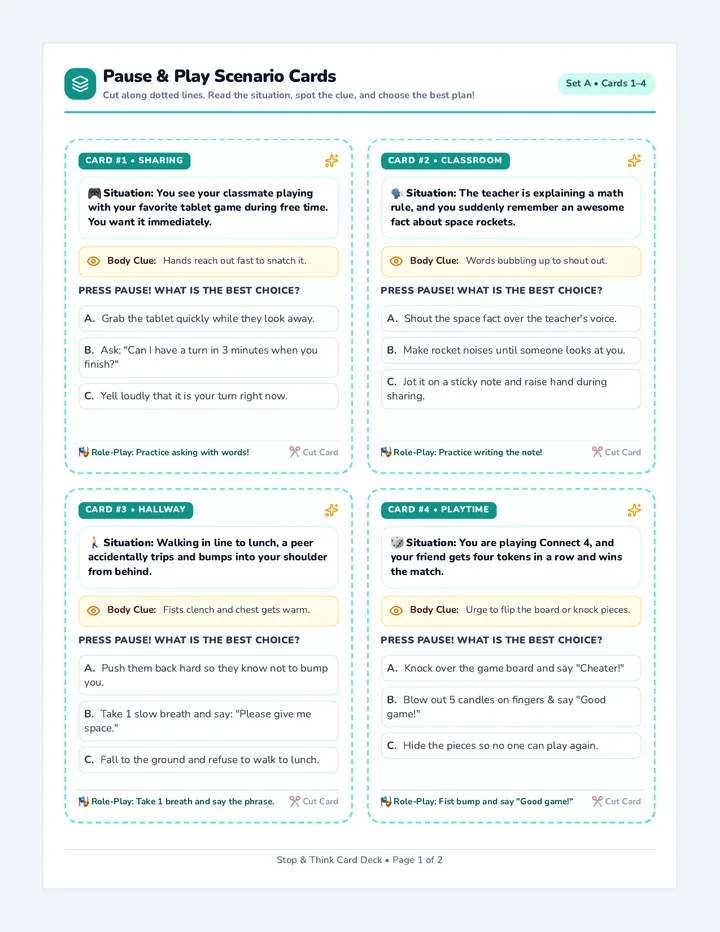 Pause and Play Task Cards
