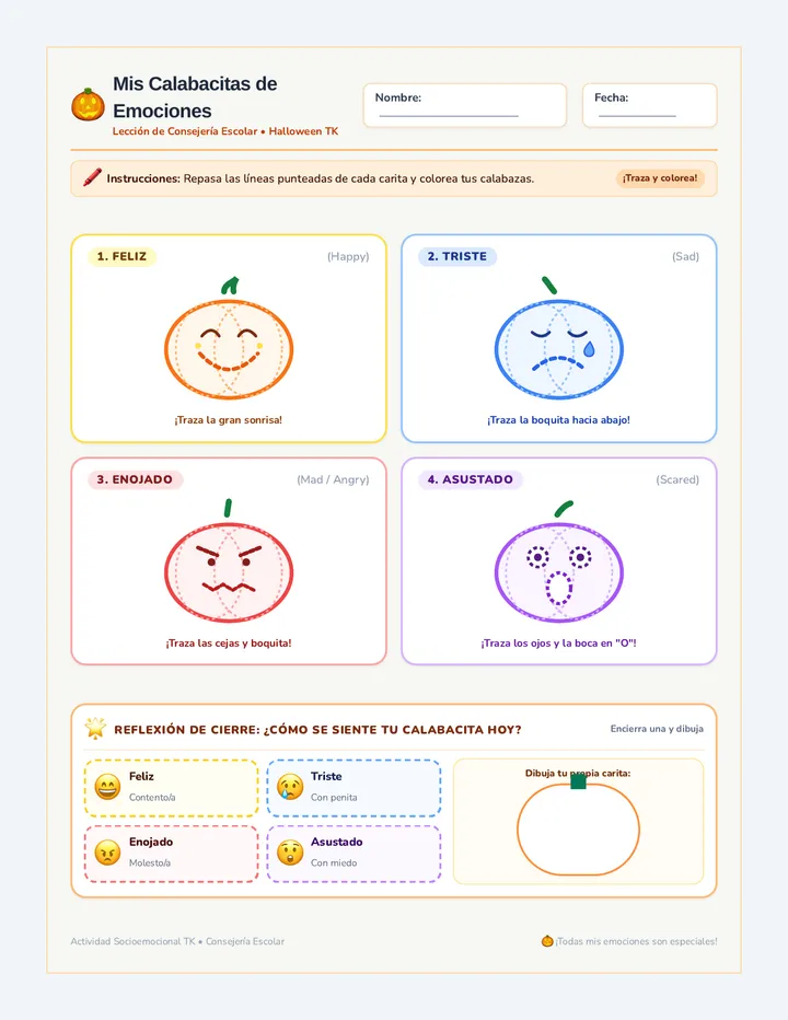 Caritas de Calabaza Activity Sheet